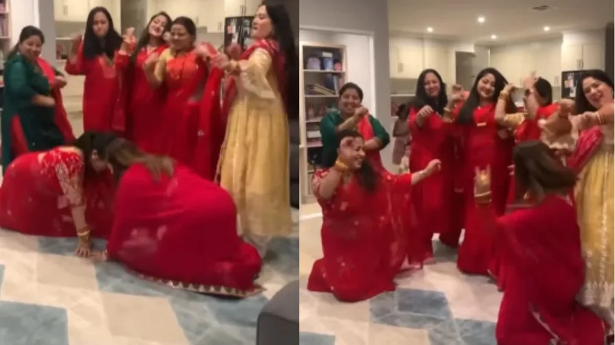 These Beautiful Bhabhi in Red Sarees gave Tough Competition to Katrina Kaif, Video goes Viral